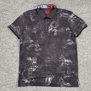 Au Noir Mens Black Floral Polo Shirt Size 2XL Short Sleeve Designer Luxury